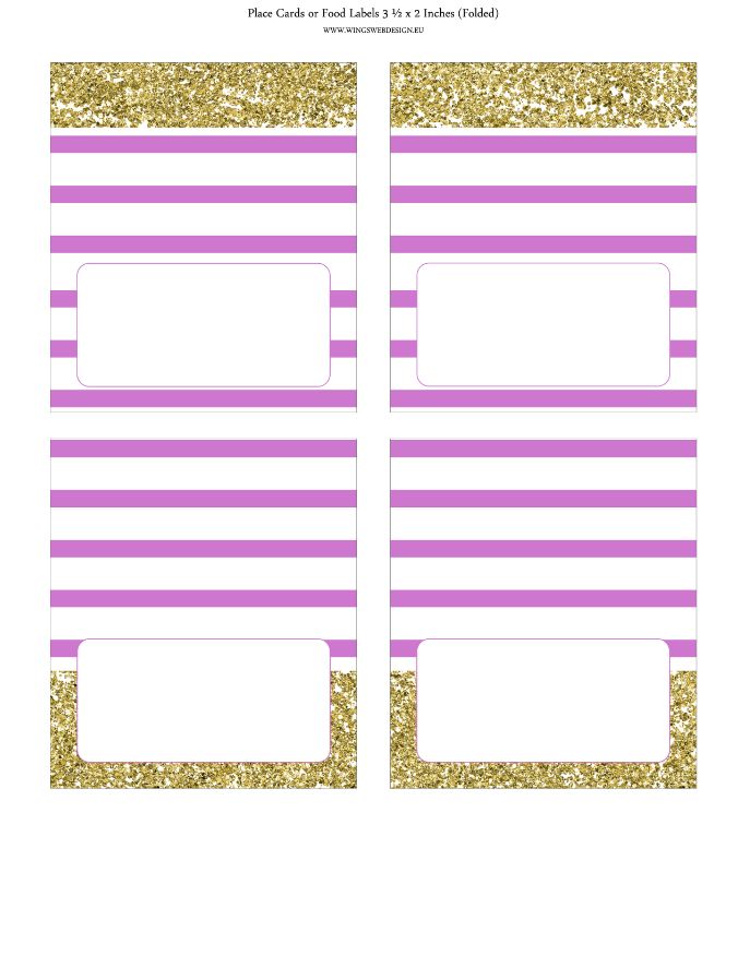 Gold and Blush Pink Food Labels or Place Cards