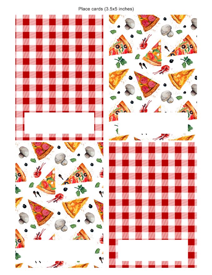 Pizza Food Labels or Place Cards