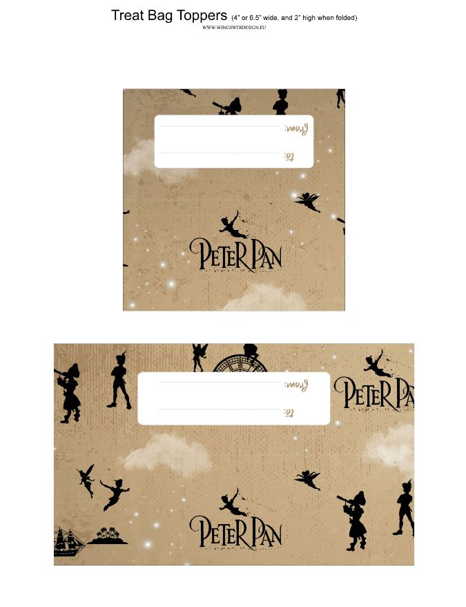 Neverland and Peter Pan Treat Bag Toppers