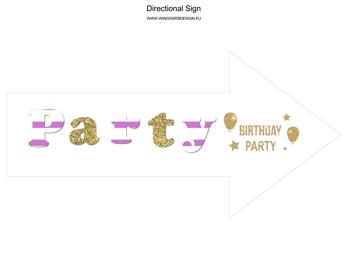 Gold and Blush Pink Party directional Sign