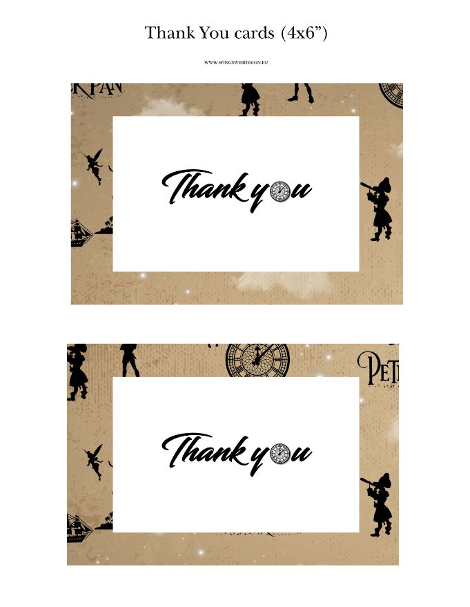 Neverland and Peter Pan Thank You Cards