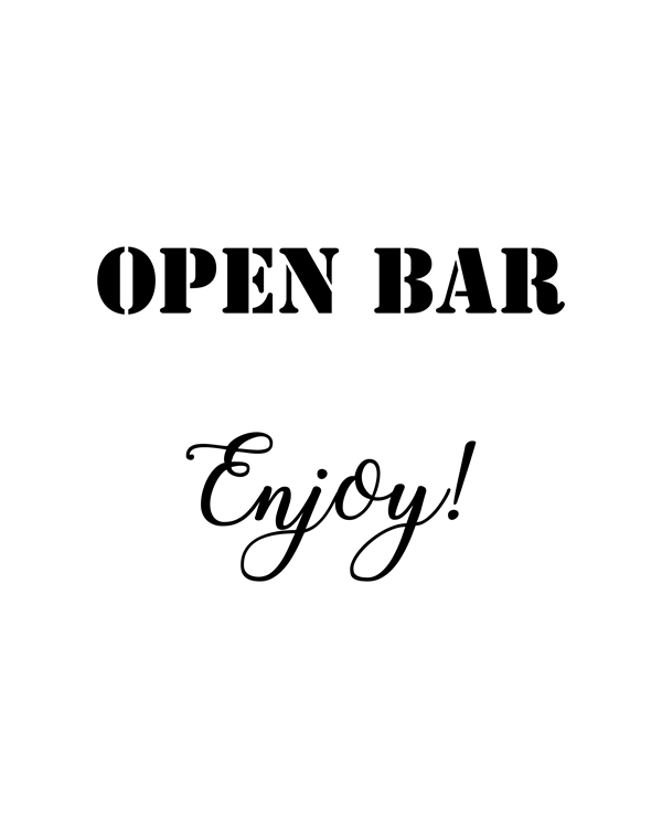 Open Bar, Enjoy. Wedding printable sign, Minimalist Cards and Gifts wedding sign. Printable, reception sign || 8x10 inches (HD pdf)