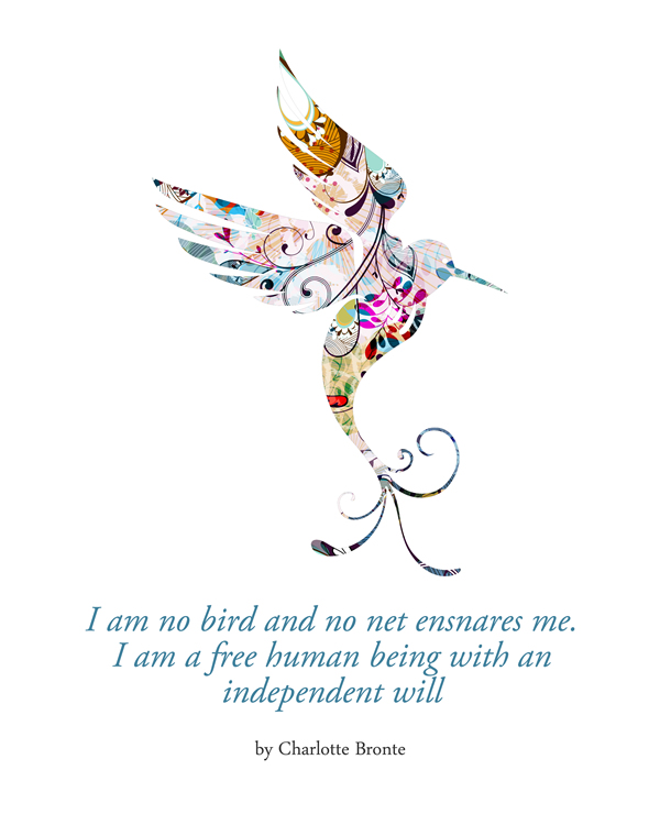 I am no bird; and no net ensnares me: I am a free human being with an independent will - by Charlotte Bronte, Jane Eyre. This gorgeous Jane Eyre print will appeal to all Bronte lovers and people who love and admire this heroin. It makes the perfect gift for readers and book lovers, as well as those who love the romantic classics. Literary Quote Printable, wall art gift, Quote Poster for Classroom, Library, Home or Dorm || 8x10 inches (HD pdf)
