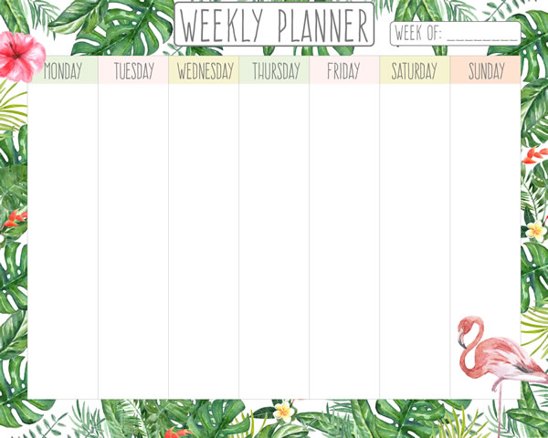 Weekly planner in tropical style