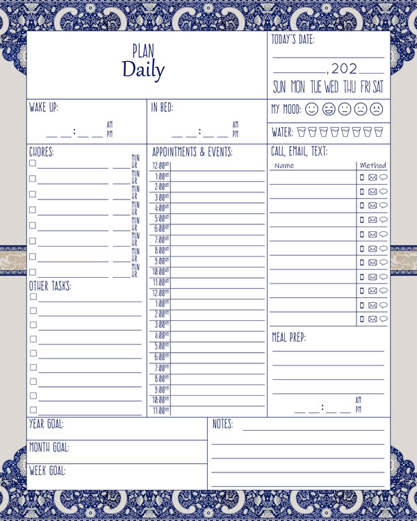 Blue Daily Planner