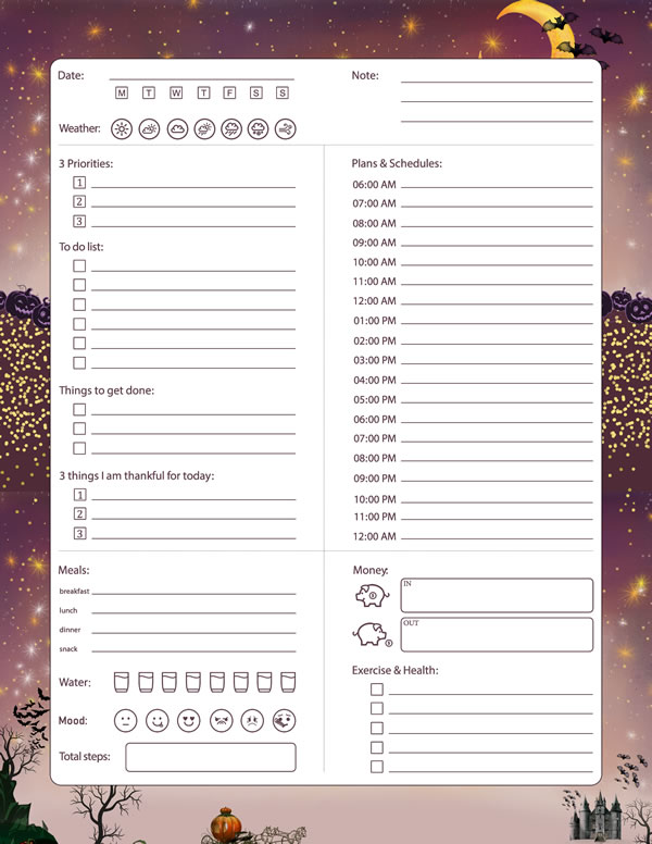 October Enchanted Night Daily Planner
