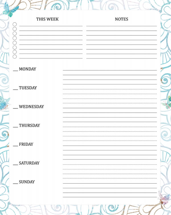 Watercolor Printable Weekly Planner Work, desk planner, weekly agenda, week organizer, A4 and US Letter Planner, Insert Printable Planner, Instant Download