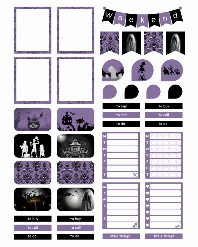 Printable Haunted Mansion Planner Stickers Eric Condren, A4 and US Letter Planner, Instant Download
