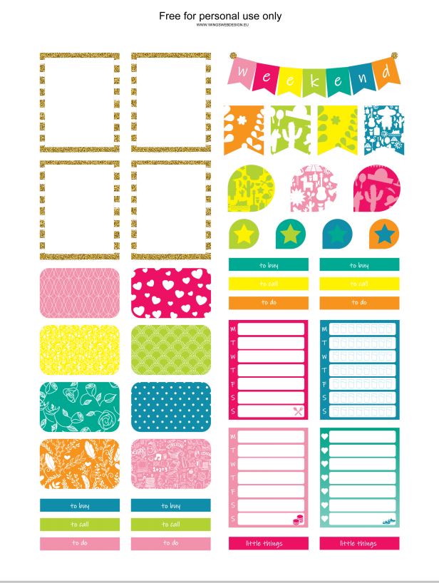 Printable Fashion Happy Planner Stickers Eric Condren, A4 and US Letter Planner, Instant Download