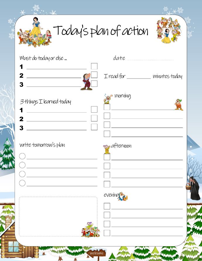 Kids Snow White and the Seven Dwarfs Daily Planner