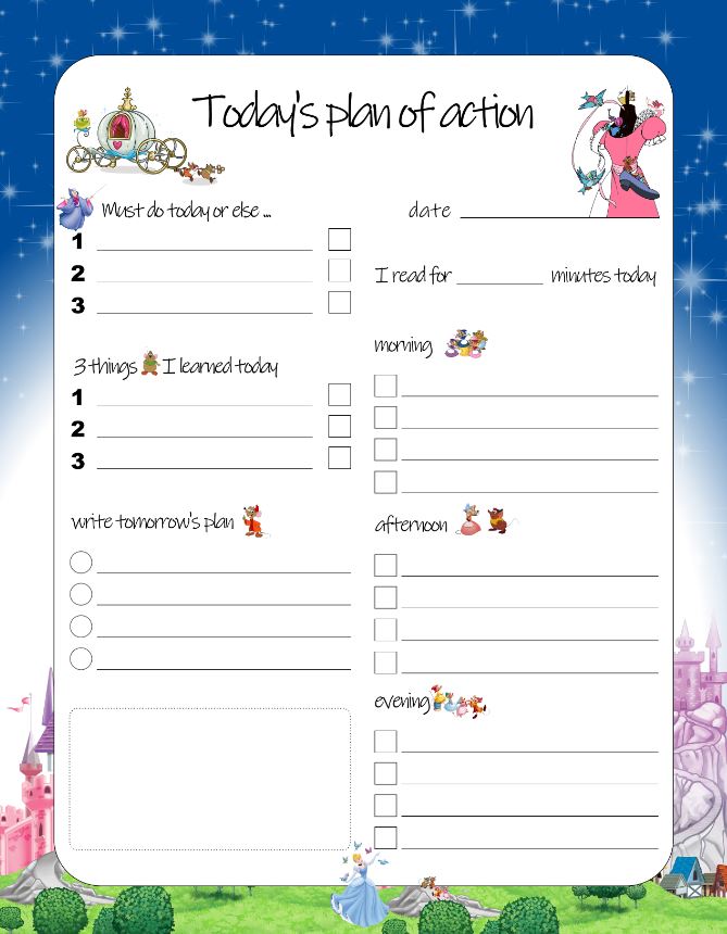 Kids Cinderella Daily Planner