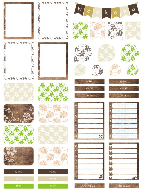 Printable Rustic Fashion Happy Planner Stickers Eric Condren, A4 and US Letter Planner, Instant Download