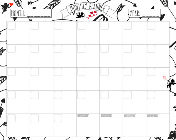 Cupid Monthly Planner