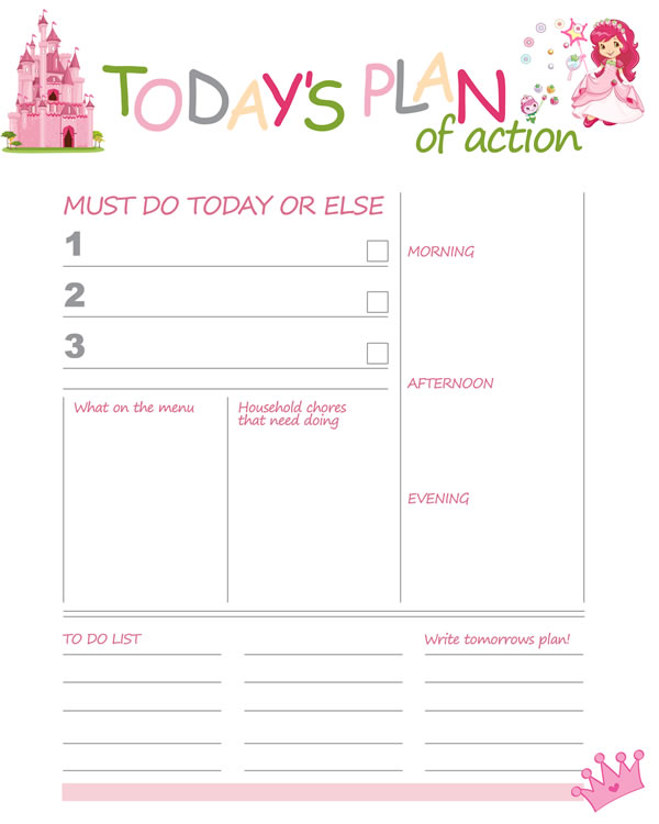 Princess Printable Planner, Daily To Do List, Family Organiser, Daily Planner, Business Planner, Daily Schedule, A4 and US Letter Planner, Insert Printable Planner, Instant Download