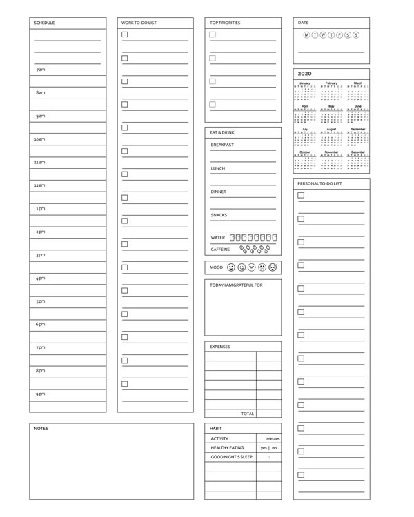 Printable Planner, Daily To Do List, Daily Planner, Business Planner, Daily Schedule, A4 and US Letter Planner, Insert Printable Planner, Instant Download