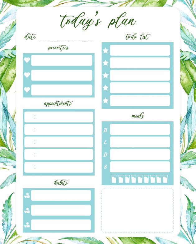 Spring Printable Daily Planner Work, A4 and US Letter Planner, Insert Printable Planner, Instant Download