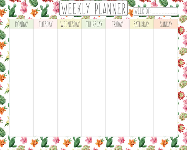weekly planner in exotic style