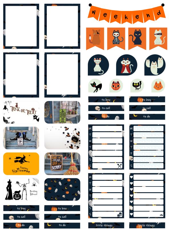 Printable Halloween Planner Stickers Eric Condren, A4 and US Letter Planner, Instant Download