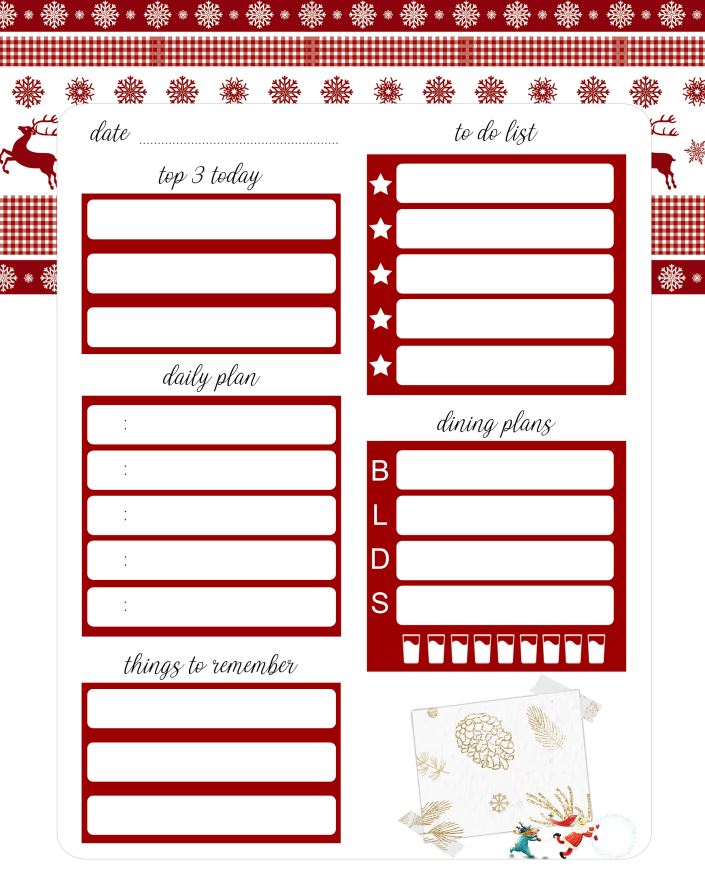 Kids Winter Christmas Daily Planner