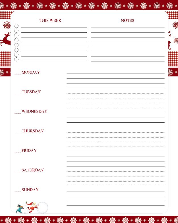 Weekly Xmas Planner Work, US Letter Planner to resize, Insert Printable Planner, Instant Download