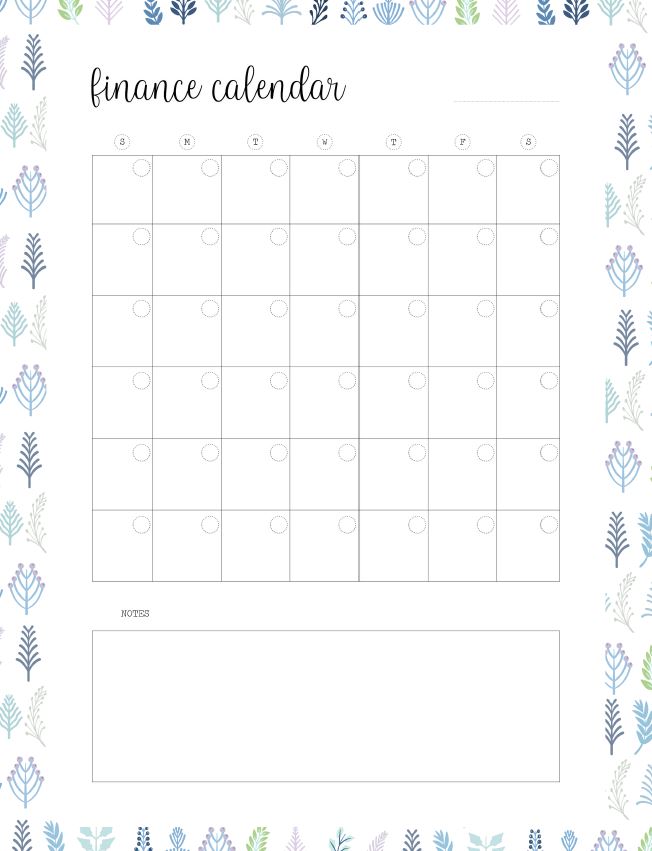 Winter Monthly Finance Calendar Planner