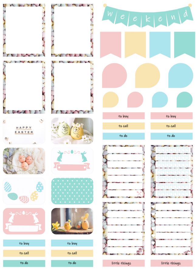 Printable Easter Happy Planner Stickers Eric Condren, A4 and US Letter Planner, Instant Download