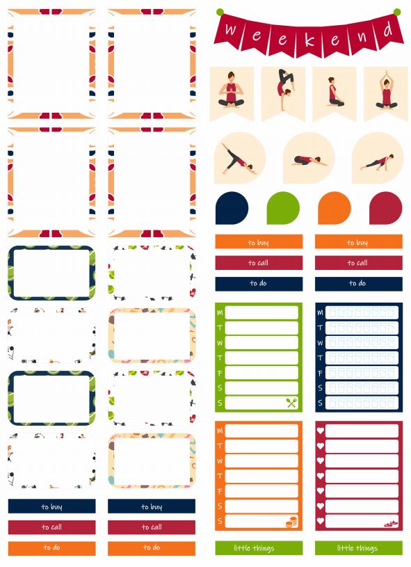 Printable Fitness Happy Planner Stickers Eric Condren, A4 and US Letter Planner, Instant Download