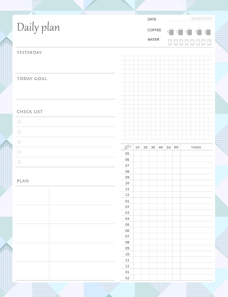 Pastel Printable Daily Planner Work, A4 and US Letter Planner, Insert Printable Planner, Instant Download
