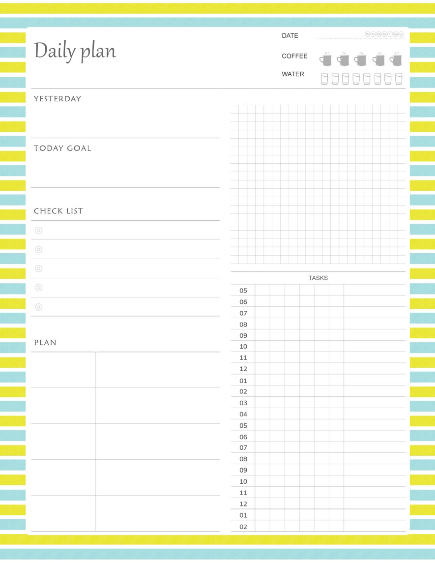 Printable Rows Daily Planner Work, A4 and US Letter Planner, Insert Printable Planner, Instant Download