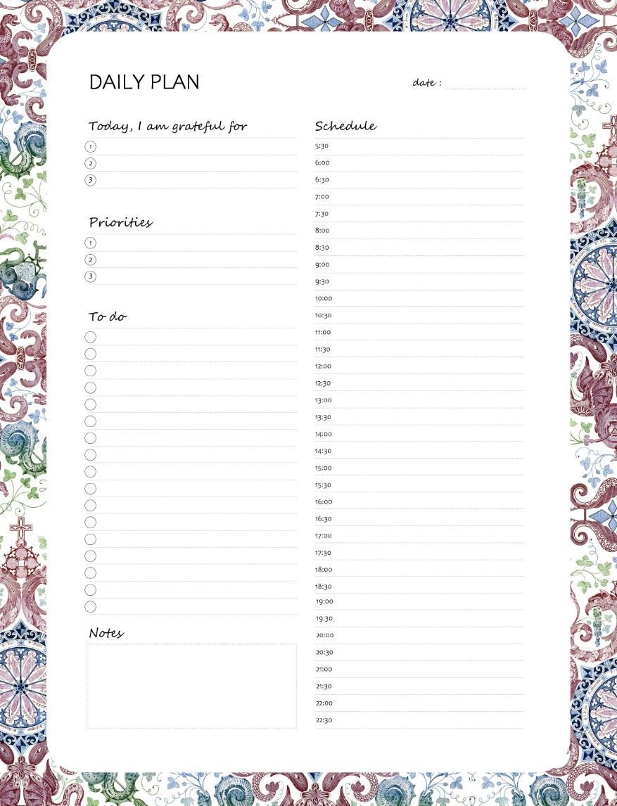 Printable Medieval Daily Planner Work, A4 and US Letter Planner, Insert Printable Planner, Instant Download