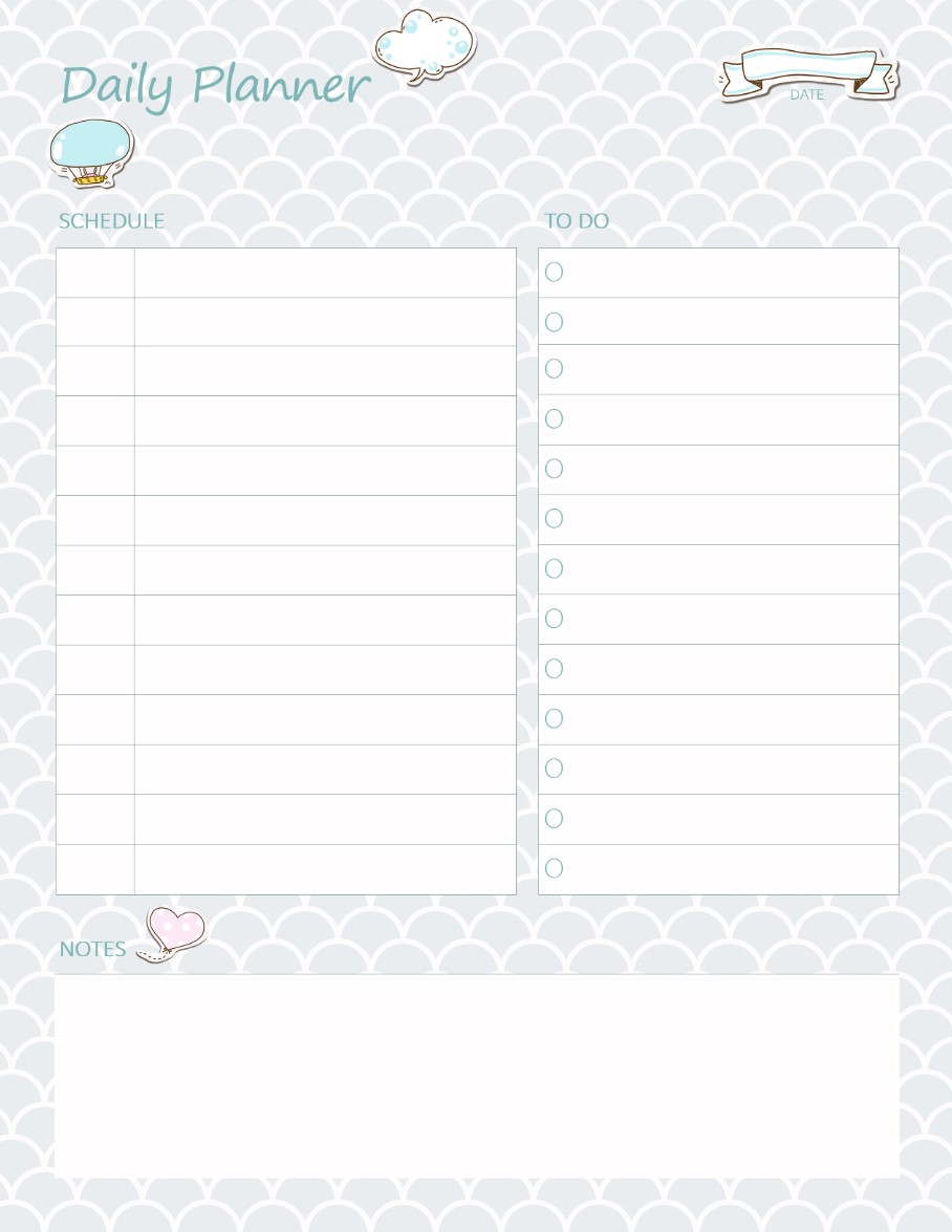 Sky Printable Daily Planner Work, A4 and US Letter Planner, Insert Printable Planner, Instant Download