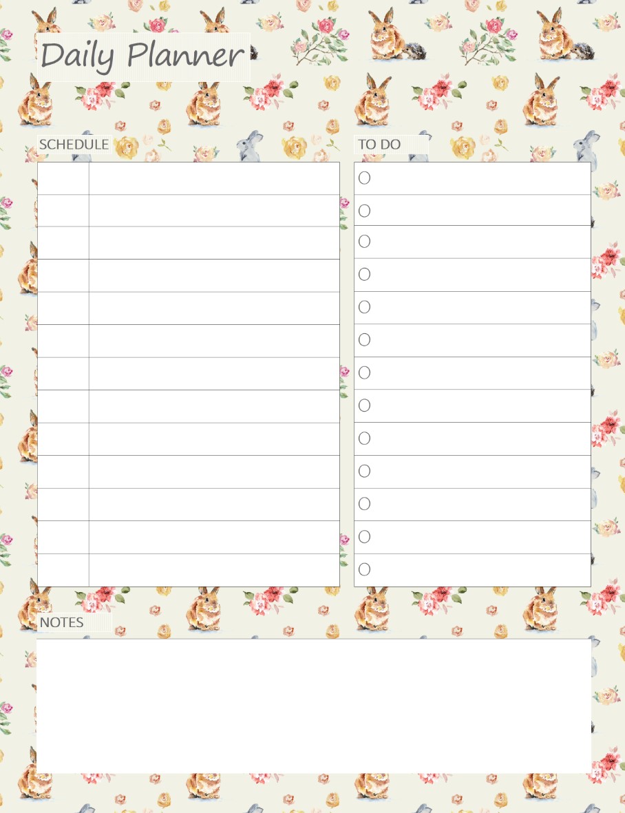 Watercolor Easter Printable Daily Planner Work, A4 and US Letter Planner, Insert Printable Planner, Instant Download
