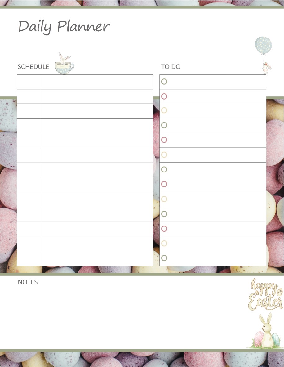 Easter Printable Daily Planner Work, A4 and US Letter Planner, Insert Printable Planner, Instant Download