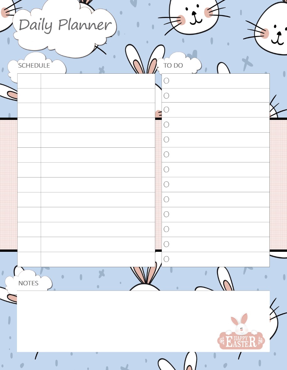 Easter Printable Daily Planner Work, A4 and US Letter Planner, Insert Printable Planner, Instant Download