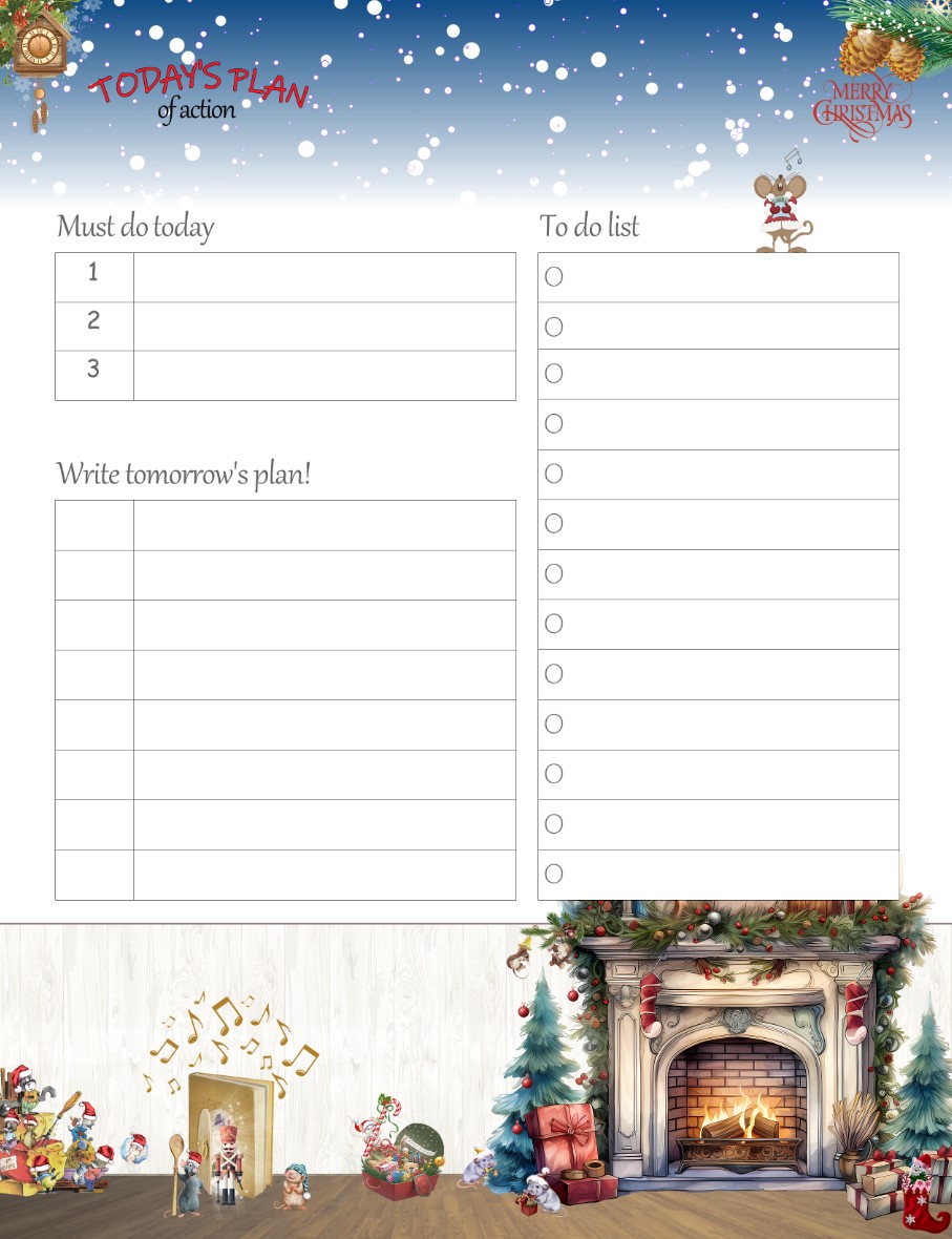 Printable Christmas for kids Daily Planner Work, A4 and US Letter Planner, Insert Printable Planner, Instant Download