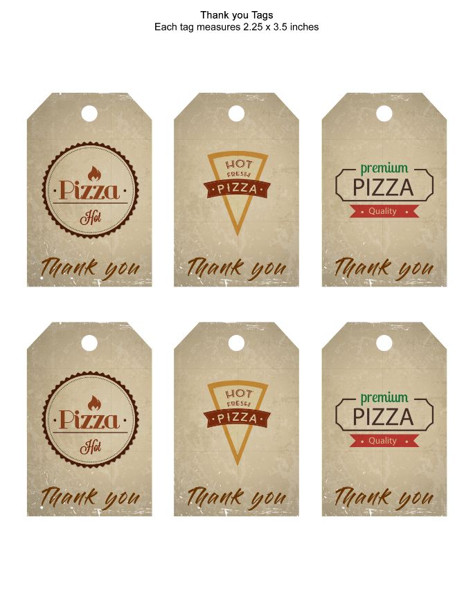 Pizza thank you tags