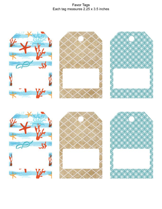 Coral and Sea Favor Tag