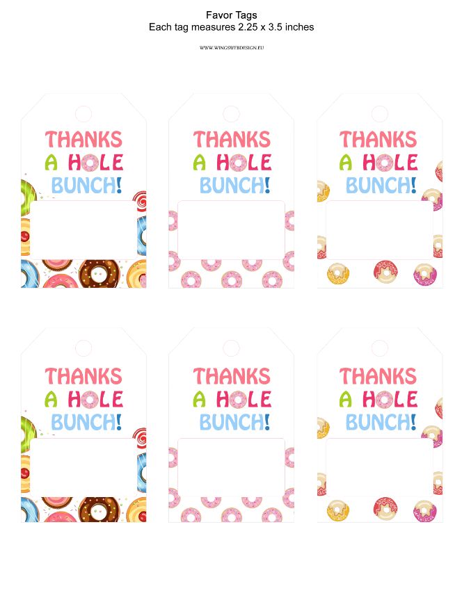 printable Donut Party Favor Tags