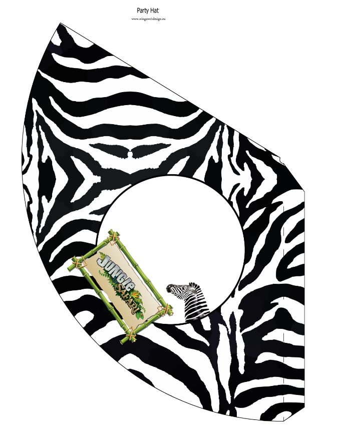 INSTANT DOWNLOAD printable Safari Party Hat Zebra theme | WingsWebDesign.eu