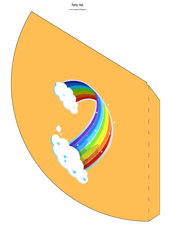 Orange Rainbow Party Hat