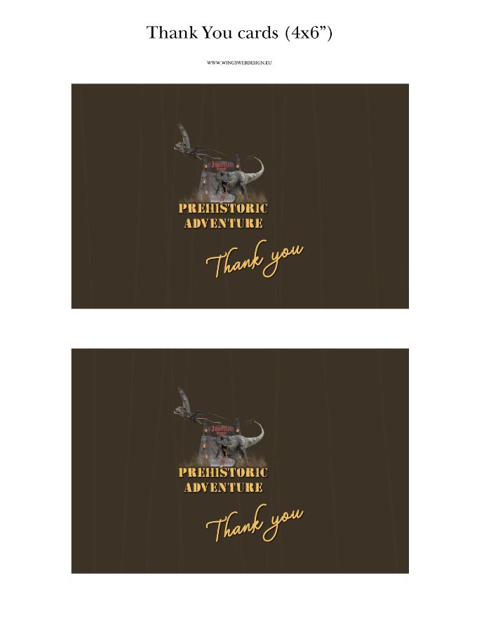 Prehistoric Adventure Thank You Cards