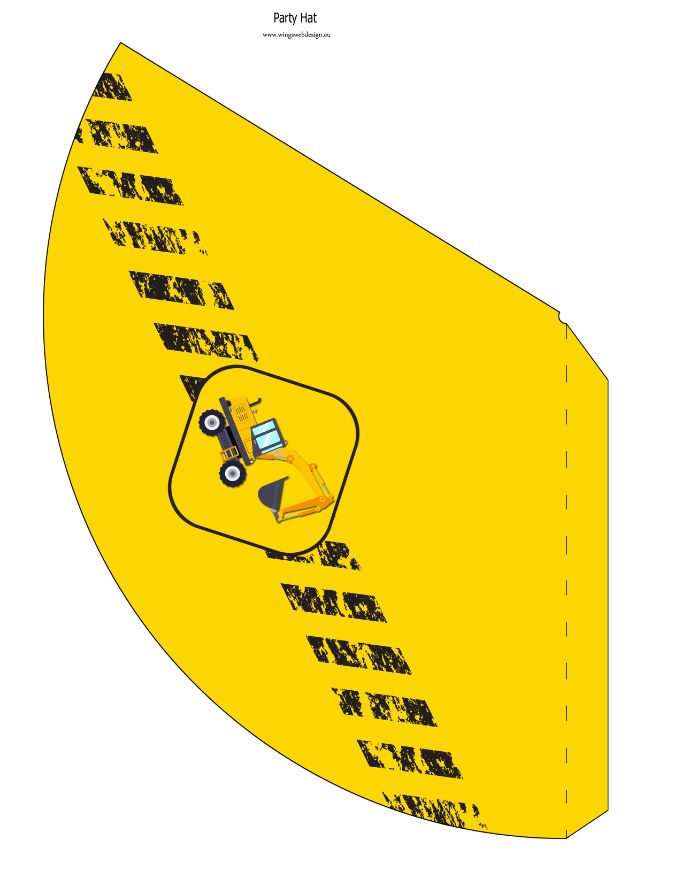 Excavator Construction Party Printable Hat