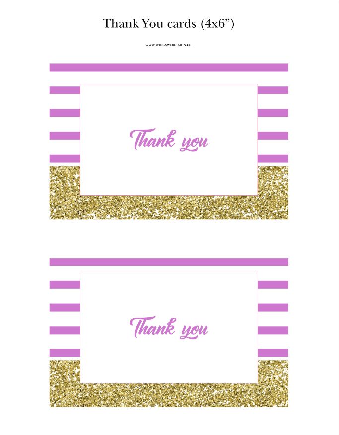 Gold and Blush Pink Thank You Cards