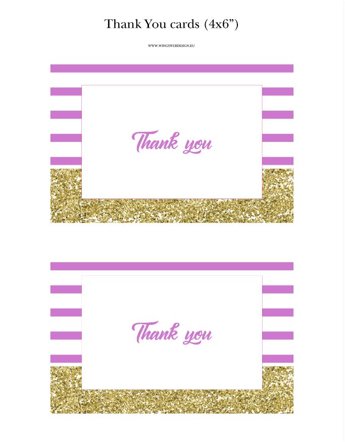 Gold and Blush Pink Thank You Cards
