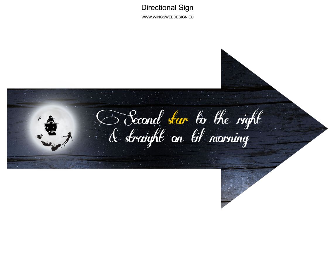Neverland and Peter Pan directional Sign