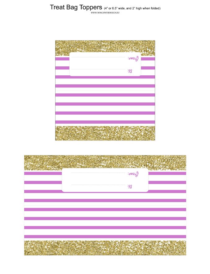 Printable Printable Print Party gold blush pink Treat Bag Topper (DIY, instant download)