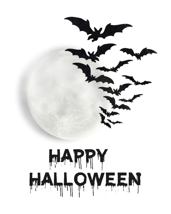 Happy Halloween. Great Motivational Poster inspired by hot Typography art with Bat and Moon. This Halloween Art Print is perfect for home or office inspiration  || 8x10 inches (HD pdf)