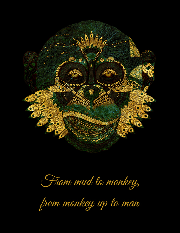From mud to monkey, from monkey up to man. An african quote printed on wall art with a green and glitter gold monkey. Colorful African monkey surrounded by African quote will make a wonderful addition to home or office. A wall art quote so vibrant and adorable || 8x10 inches (HD pdf)