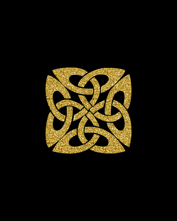 Celtic Knot Wall Art, glitter gold color on black background. Beautiful wall art for house or office. Celtic knot composition, squares print, geometric wall art, original gifts || 8x10 inches (HD pdf)