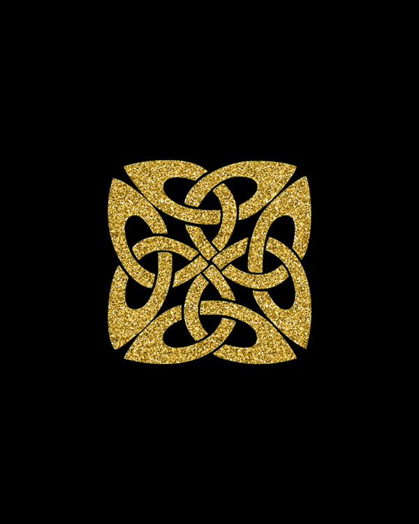 Celtic Knot Wall Art, glitter gold color on black background. Beautiful wall art for house or office. Celtic knot composition, squares print, geometric wall art, original gifts || 8x10 inches (HD pdf)